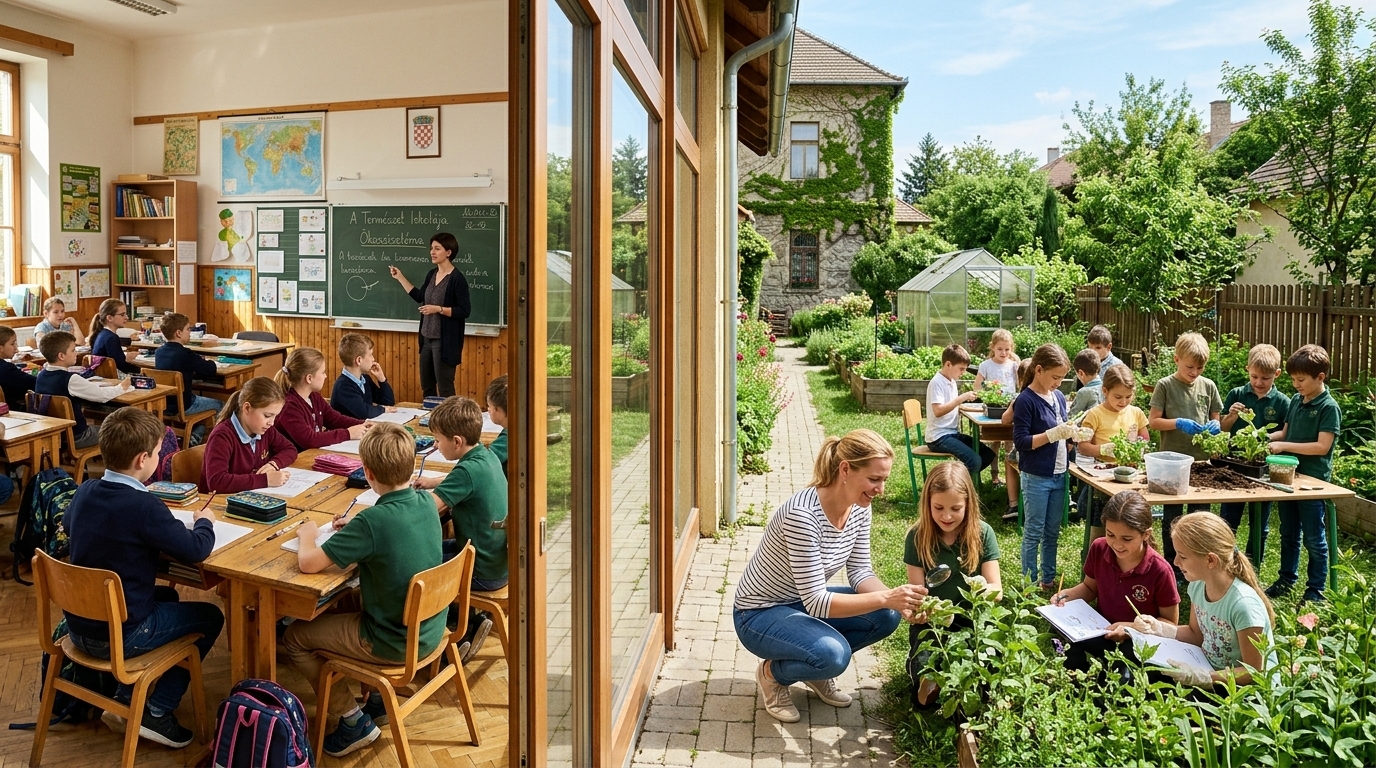Közösen dolgozó, kísérletező és alkotó diákok az osztályteremben